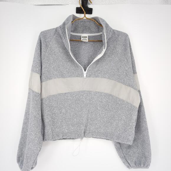 Victoria Secret PINK Grey/Gray Half Zip Cropped Fleece Sweatshirt - Size M - GUC - Picture 7 of 11